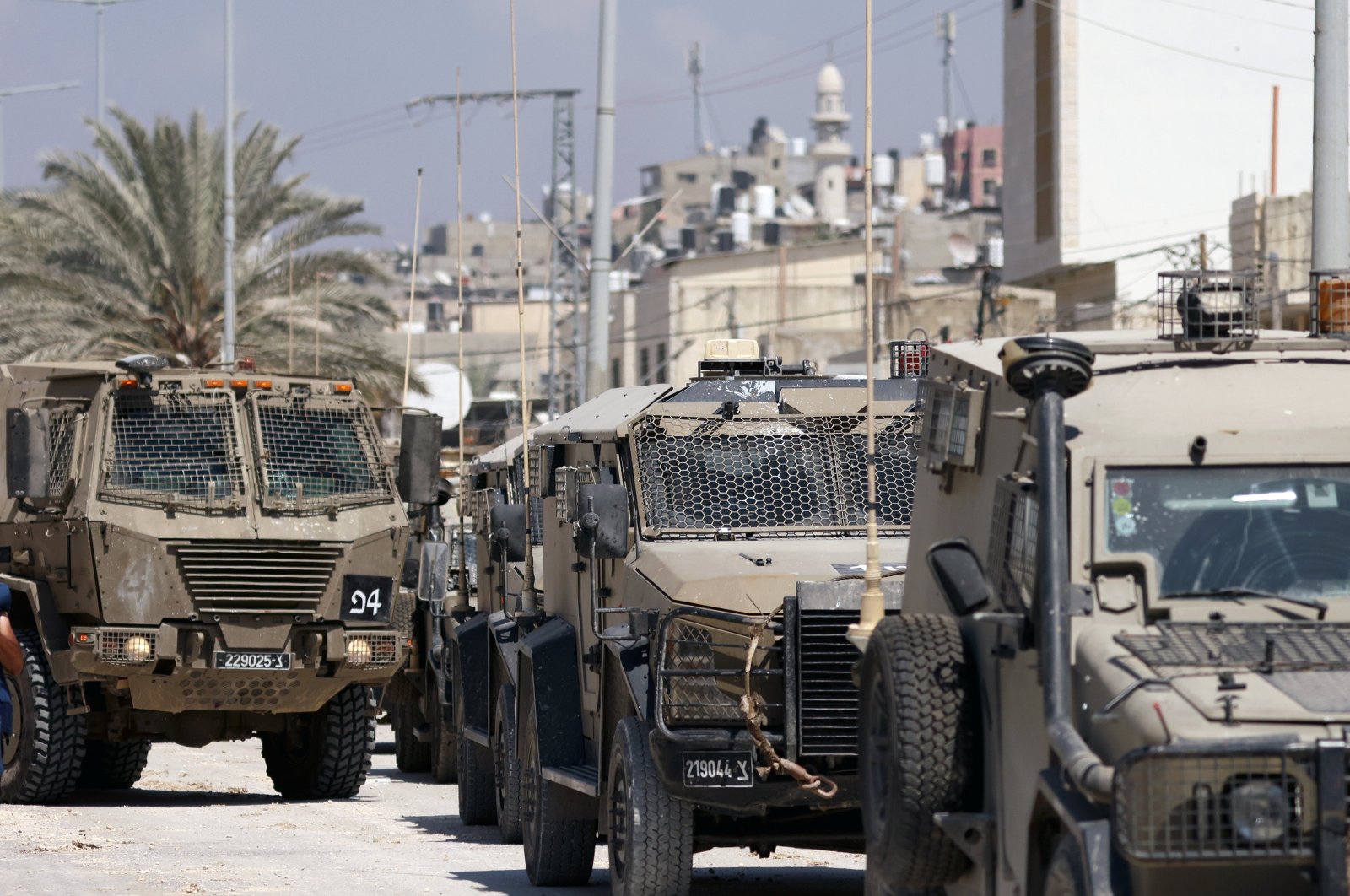 Israeli armored vehicles during an Israeli military operation in Nur Shams camp, near the West Bank city of Tulkarem, Palestine, July 9, 2024. (EPA Photo)