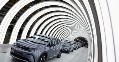 EV cars are pictured inside BYD&#039;s first electric vehicle factory in Southeast Asia, a fast-growing regional EV market where it has become the dominant player, Rayong, Thailand, July 4, 2024. (Reuters Photo)