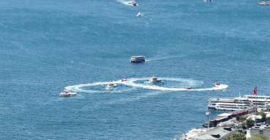 Boats perform in the annual sail honoring national heroes, Istanbul, Türkiye, July 15, 2024. (IHA Photo)