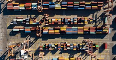 Containers are seen at the Port of Izmir in western Türkiye, Dec. 22, 2021. (AA Photo)