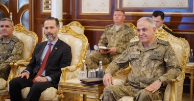 Mohamed Yunus al-Menfi, president of the Libyan Presidential Council, receives Türkiye’s Chief of General Staff Gen. Metin Gürak (R) for talks in Tripoli, Libya, July 14, 2024. (AA Photo)