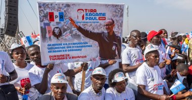 Supporters of Rwanda's incumbent president and presidential candidate for the Rwandan Patriotic Front (RPF) Paul Kagame attend his campaign rally, Gahanga, Kicukiro district, Kigali, Rwanda, July 13, 2024. (Reuters Photo)