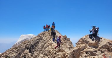 Climbers head to the Reşko peak of Cilo Mountain, Hakkari, Türkiye, July 16, 2024. (IHA Photo)
