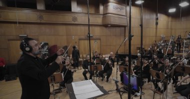 Anatolia Philharmonic Symphony Orchestra (AFO) during studio recordings.  (Photo courtesy of AFO)