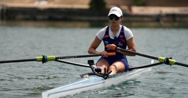Turkish rowing star Elis Özbay trains in the Marmara Sea, Istanbul, Türkiye, July 8, 2024. (AA Photo)