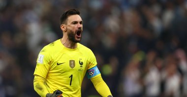 France's Hugo Lloris celebrates during the FIFA World Cup Qatar 2022 final match between Argentina and France at Lusail Stadium, Lusail City, Qatar, Dec. 18, 2022. (Getty Images Photo)