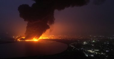 Smoke rises from the site of Israeli airstrikes in the port city of Hodeidah, Yemen, July 20, 2024. (Reuters Photo)