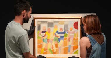 "The Runners," c. 1924 by Robert Delaunay, on display at the "Paris 1924: Sport, Art and the Body" exhibition at Fitzwilliam Museum in Cambridge, U.K. (dpa Photo)