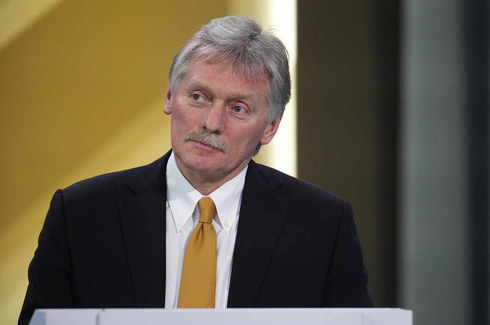  Kremlin spokesman Dmitry Peskov attends Russian President Vladimir Putin&#039;s &#039;Direct Line&#039;, an annual question and answer session, as well as his annual end-of-year press conference at the Gostiny Dvor forum hall in Moscow, Russia, Dec.14, 2023. (EPA Photo)