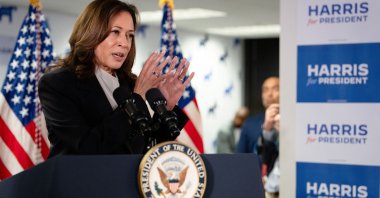 U.S. Vice President Kamala Harris speaks at her Presidential Campaign headquarters in Wilmington, Delaware, U.S.,  July 22, 2024. (Reuters Photo)