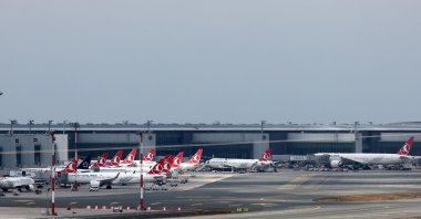 Turkish Airlines planes are parked at Istanbul Airport, Istanbul, Türkiye, July 19, 2024. (EPA Photo)