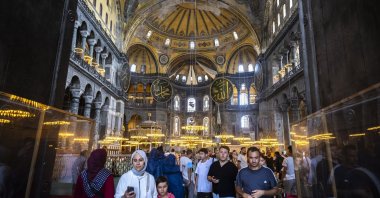 Visitors entering the main hall of Hagia Sophia Grand Mosque, Istanbul, Türkiye, July 9, 2024. (AA Photo) 
