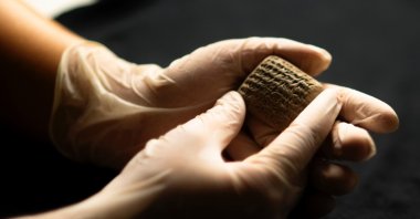 3,500-year-old tablet discovered in Hatay, in this photo released on Tuesday, July 23, 2024. (AA Photo)