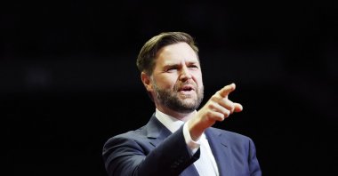 Republican vice presidential candidate, Sen. J.D. Vance speaks during a campaign rally at the Van Andel Arena, in Grand Rapids, Michigan, July 20, 2024. (AFP Photo)