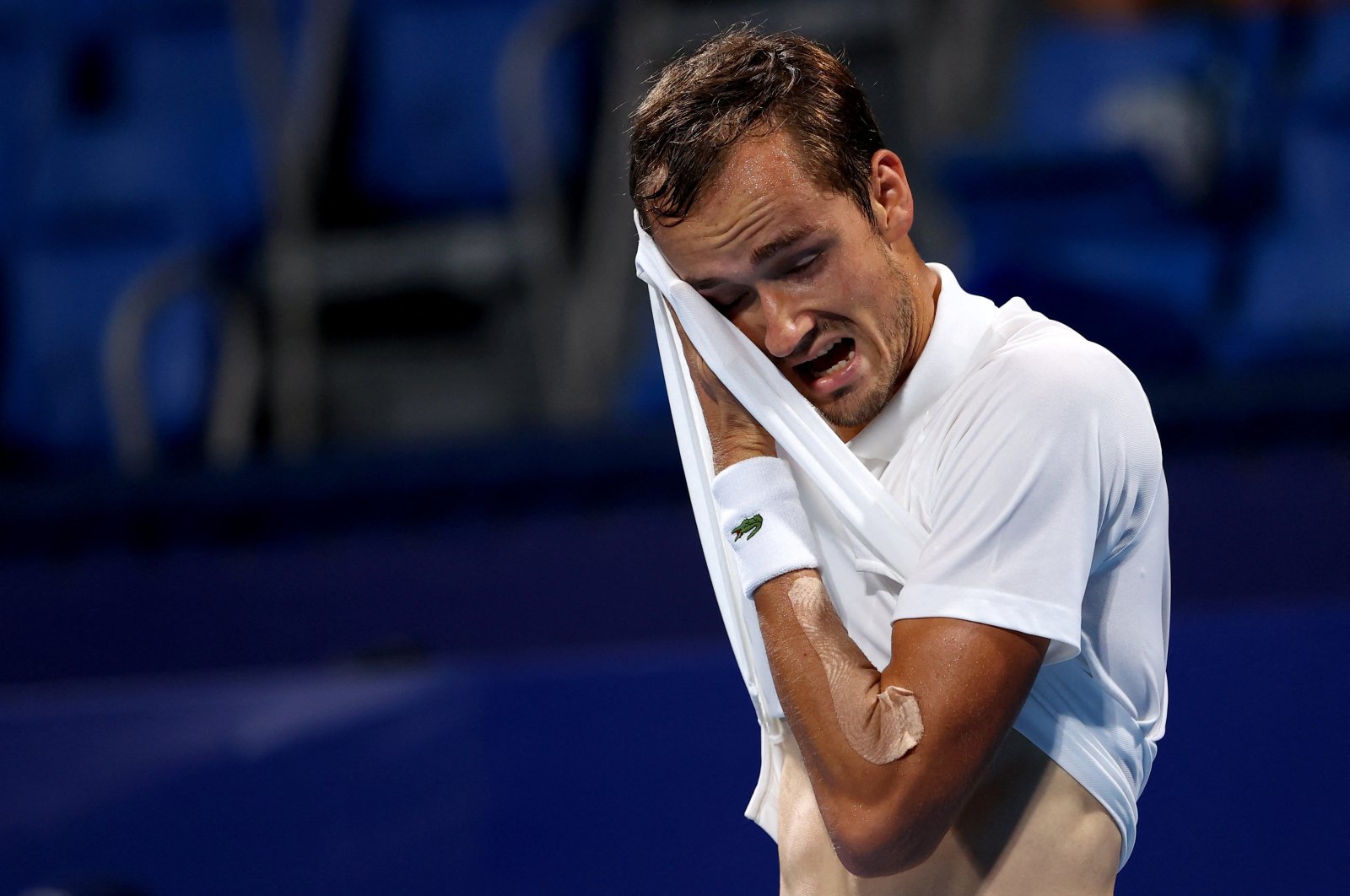 Russia&#039;s Daniil Medvedev reacts during his Tokyo 2020 Olympics quarterfinal match against Spain&#039;s Pablo Carreno at the Ariake Tennis Park, Tokyo, Japan, July 29, 2021. (Reuters Photo)