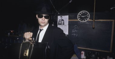 Dan Aykroyd, aka Elwood Blues of "The Blues Brothers," posing backstage at the Winterland Ballroom, in San Francisco, California, U.S., 1978. (Getty Images Photo)