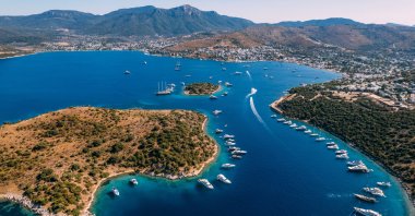 Aerial View of Türkbükü Bay, Bodrum, Türkiye, June 15, 2023. (Getty Images)