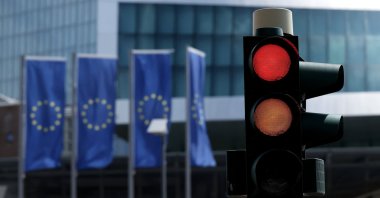 An exterior view of the European Central Bank (ECB) before a news conference following the meeting of the ECB Governing Council in Frankfurt am Main, Germany, July 18, 2024. (EPA Photo)