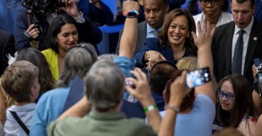 U.S. Vice President Kamala Harris greets supporters in West Allis, Wisconsin, U.S., July 23, 2024. (Reuters Photo)