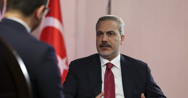 Foreign Minister Hakan Fidan speaks in an interview with Sky News Arabia, July 24, 2024. (AA Photo)