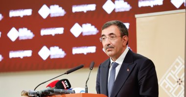 Vice President Cevdet Yılmaz, speaks at a conference organized by Gazi University in Ankara, July 24, 2024. (AA Photo)