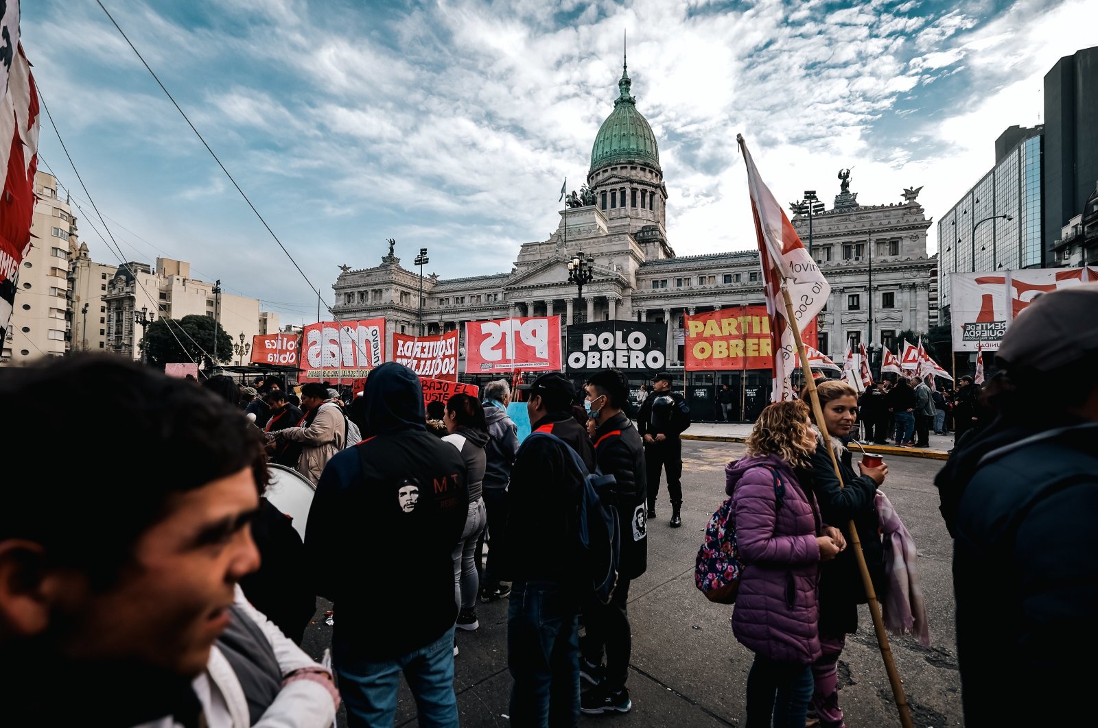 People participate in a demonstration during a debate in the Chamber of Deputies, Buenos Aires, Argentina, June 27, 2024. (EPA Photo)