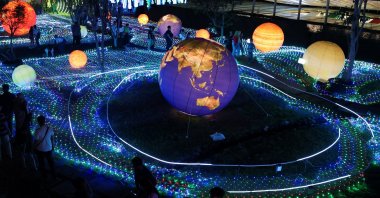 A view of the Galactic Glow playground with a galaxy theme at Paris Van Java Resort Lifestyle Place (PVJ) in Bandung, West Java province, Indonesia, July 20, 2024. (Reuters Photo)