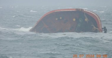 A handout picture made available by the Philippine Coast Guard (PCG) shows oil tanker MT Terra Nova drifting on sea waters off Manila Bay, Philippines, July 25, 2024. (EPA Photo)