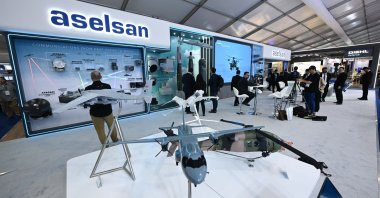 The booth of Turkish defense company Aselsan at Farnborough International Airshow, Farnborough, U.K., July 23, 2024. (AA Photo)