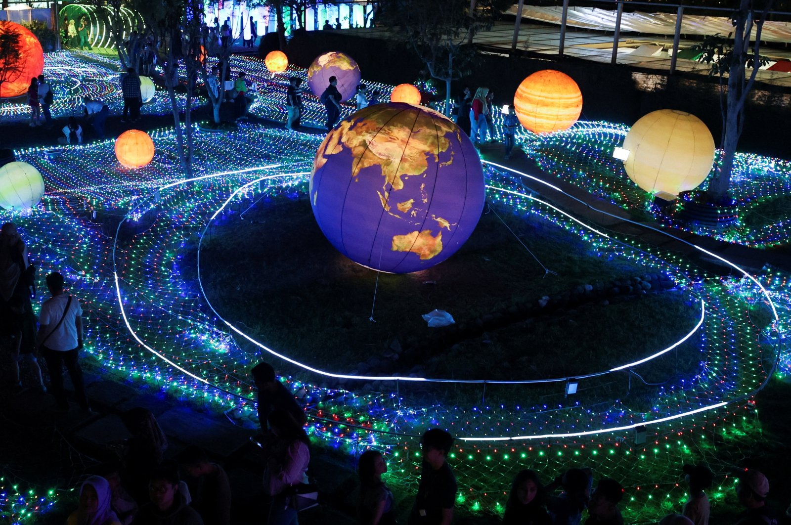 A view of the Galactic Glow playground with a galaxy theme at Paris Van Java Resort Lifestyle Place (PVJ) in Bandung, West Java province, Indonesia, July 20, 2024. (Reuters Photo)