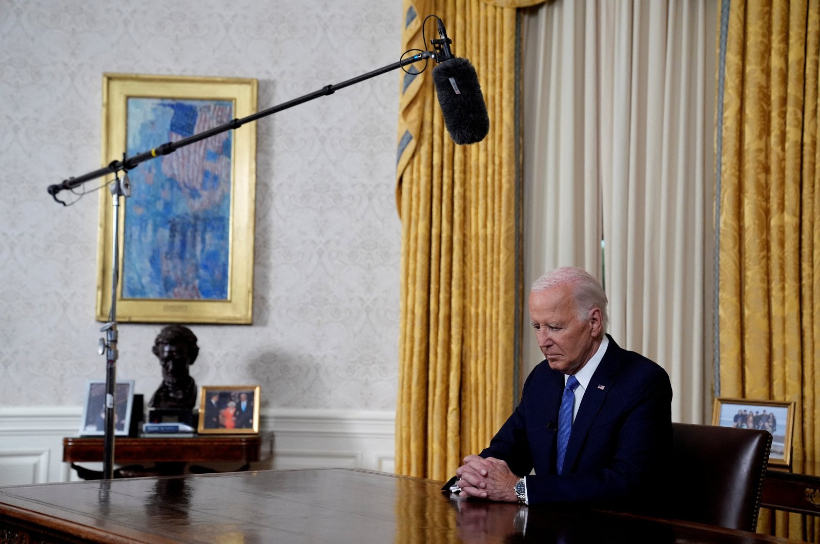 U.S. President Joe Biden pauses before he addresses the nation from the Oval Office of the White House in Washington, July 24, 2024. (Reuters Photo)