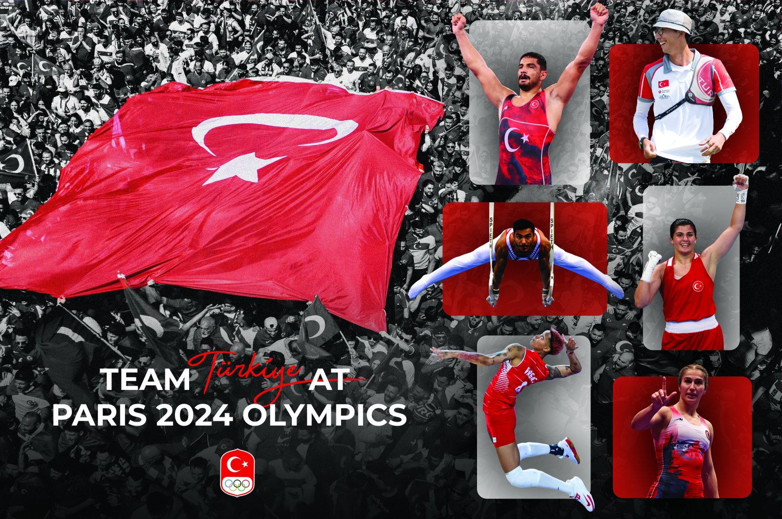 The illustration shows some of the famous Turkish athletes at the 2024 Paris Olympics. (Illustration by Mehmet Mücahıt Yılmaz)