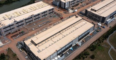 In an aerial view, an Amazon Web Services data center is shown in Stone Ridge, Virginia, U.S., July 17, 2024. (AFP Photo)