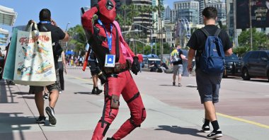 A Marvel fan wearing a Deadpool costume attends Comic-Con, San Diego, U.S., July 25, 2024. (AA Photo)