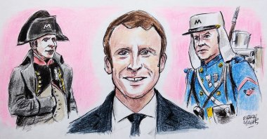 French President Emmanuel Macron. (Illustration by Erhan Yalvaç)