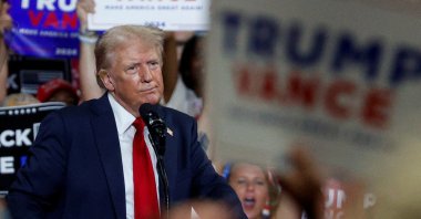 Republican presidential nominee and former U.S. President Donald Trump looks on as he campaigns in Charlotte, North Carolina, U.S., July 24, 2024. (Reuters Photo)