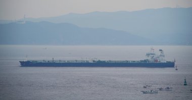The St. Nikolas ship X1 oil tanker involved in the U.S.-Iran dispute in the Gulf of Oman is seen in Tokyo Bay, Japan, Oct. 4, 2020. (Reuters Photo)