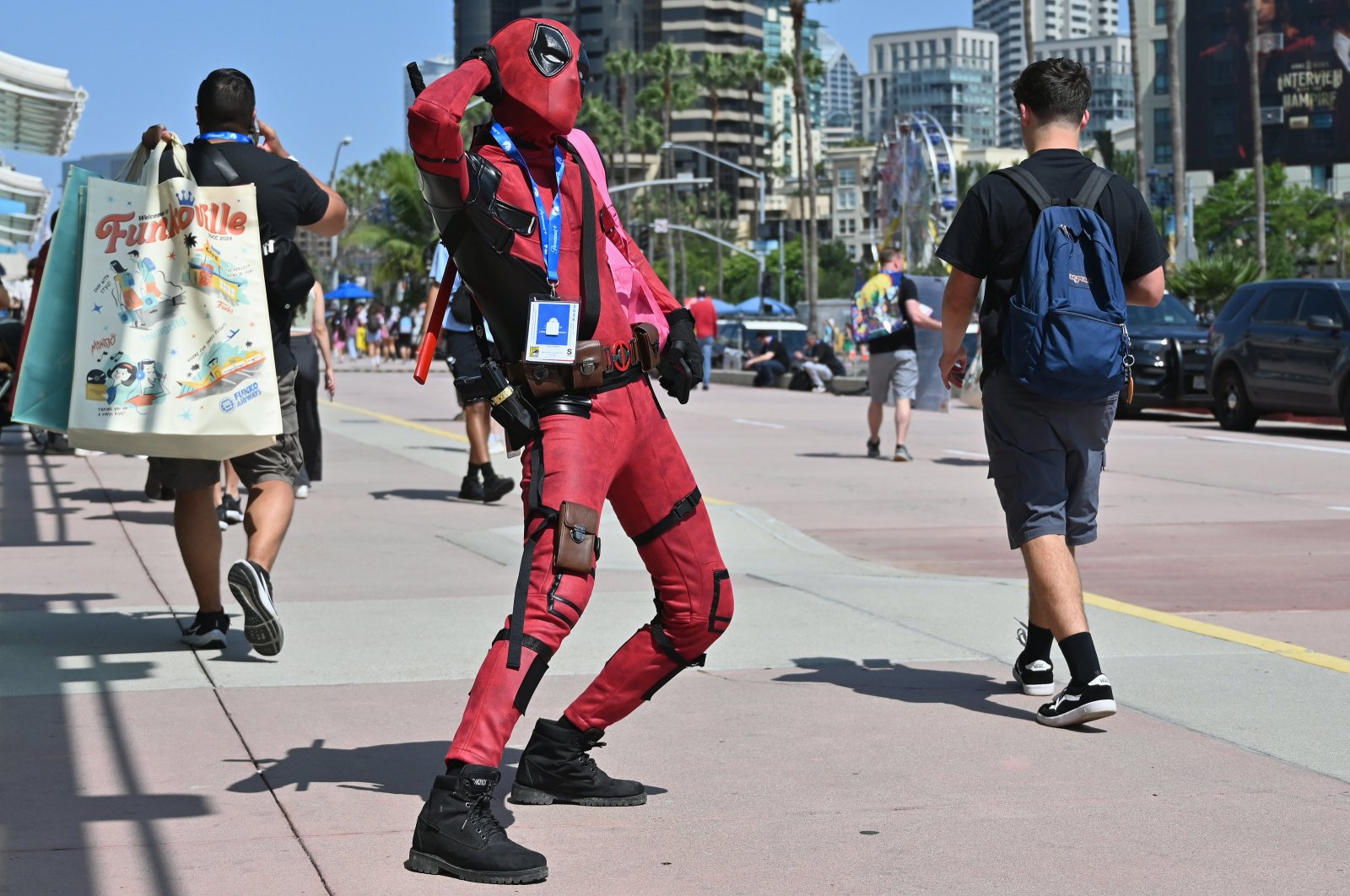 A Marvel fan wearing a Deadpool costume attends Comic-Con, San Diego, U.S., July 25, 2024. (AA Photo)