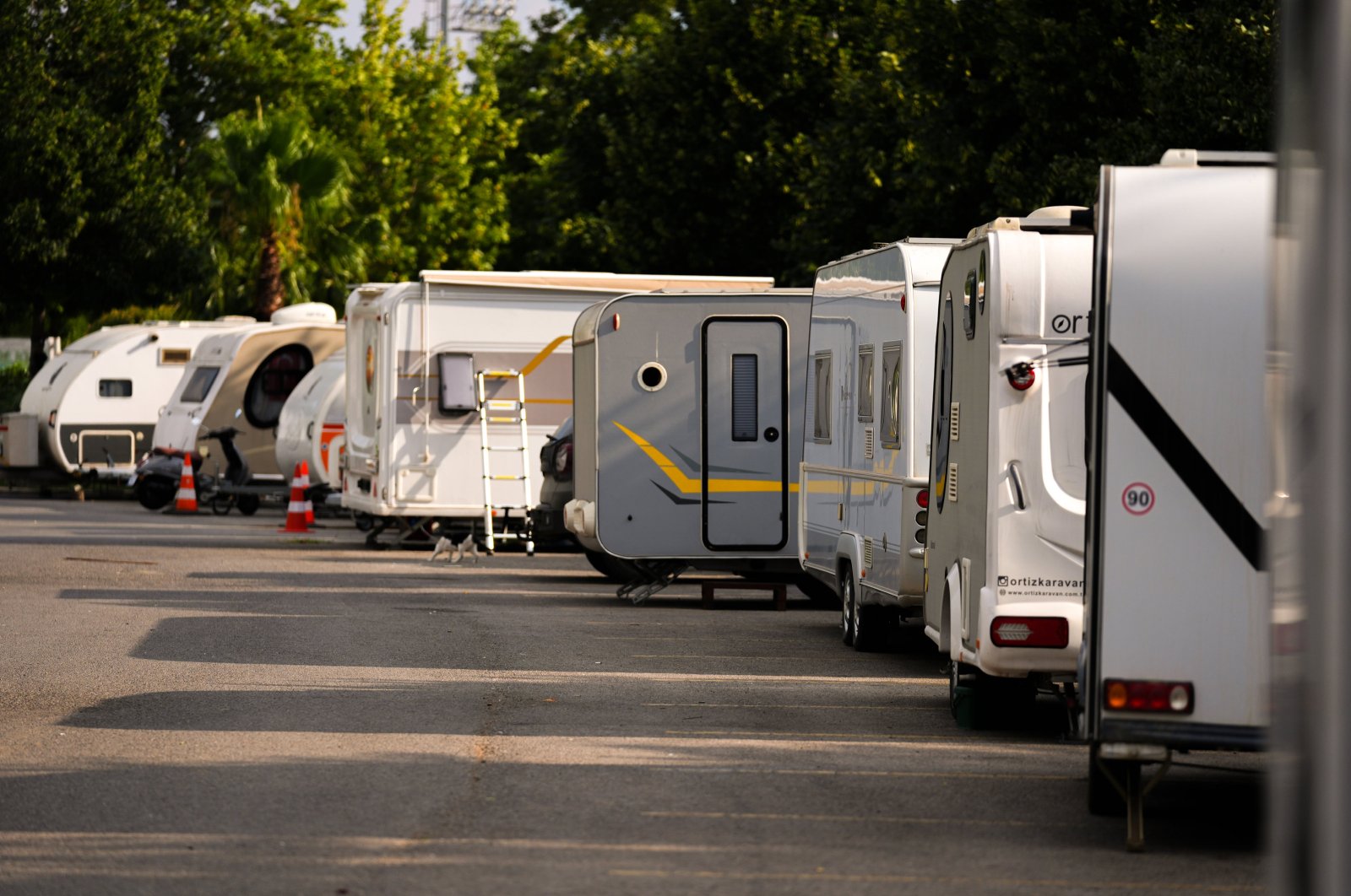 Caravans are lined up in a parking lot in Istanbul, Türkiye, July 26, 2024. (AA Photo)