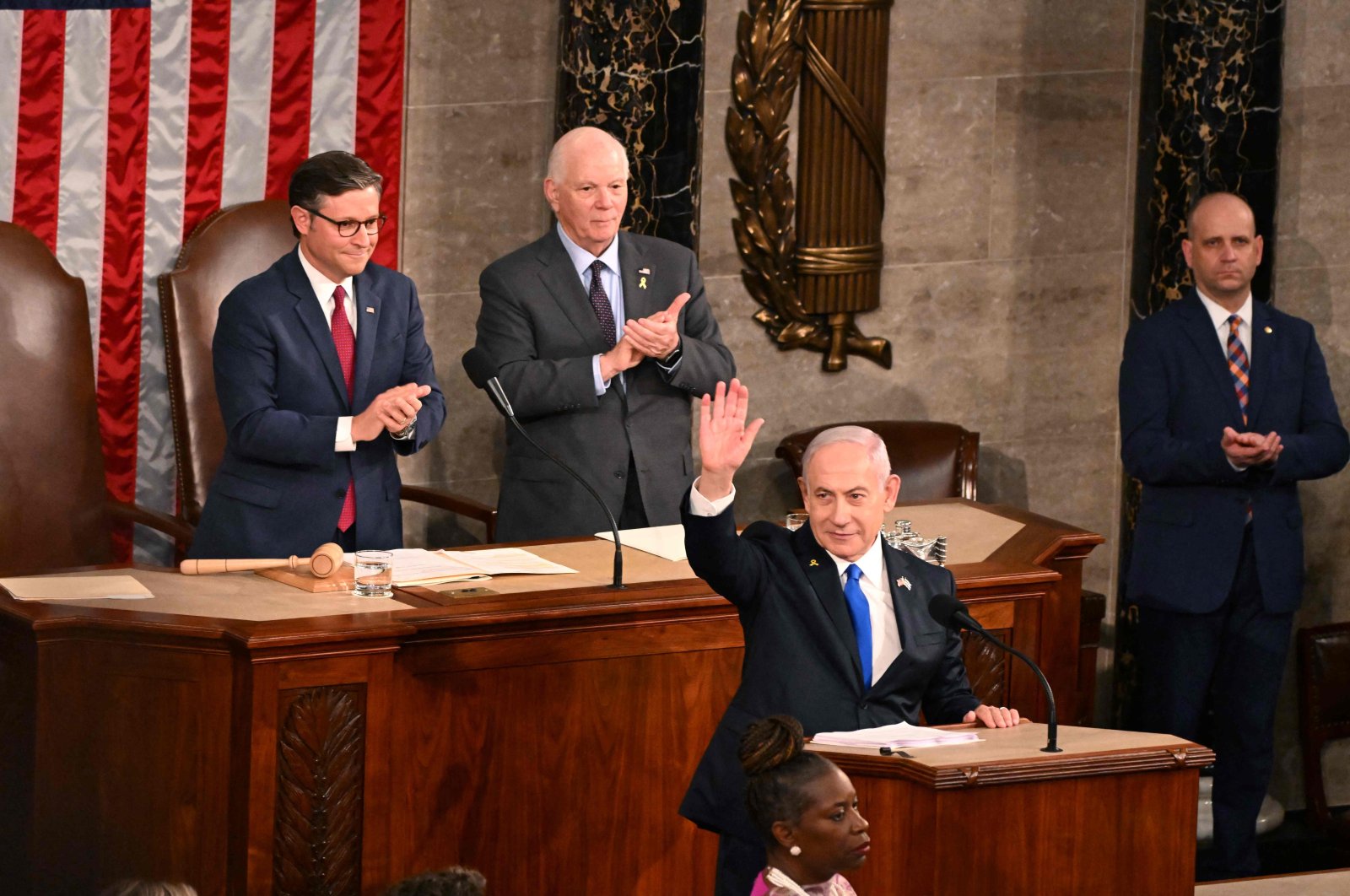 Israeli Prime Minister Benjamin Netanyahu arrives to speak to a joint meeting of Congress at the U.S. Capital, Washington, D.C., U.S., July 24, 2024. (AFP Photo)