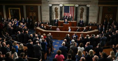 Israeli Prime Minister Benjamin Netanyahu speaks to a joint meeting of Congress at the U.S. Capitol, Washington, U.S., July 24, 2024. (AFP Photo)