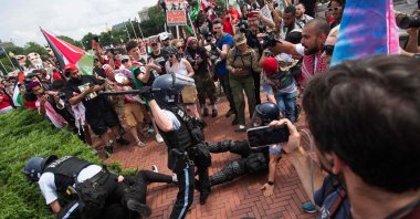 Pro-Palestinian protesters and police clash during a protest against Israeli Prime Minister Benjamin Netanyahu&#039;s visit to the U.S., Washington, U.S., July 24, 2024. (AFP Photo)