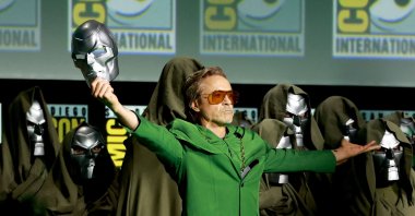 Robert Downey Jr. speaks onstage at the Marvel Studios Panel during 2024 Comic-Con International at San Diego Convention Center, San Diego, California, U.S., July 27, 2024. (AFP Photo)