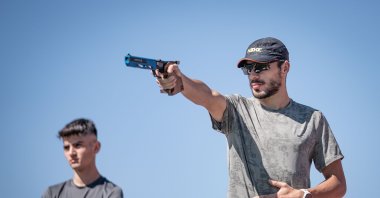 Turkish modern pentathlete Buğra Ünal trains at the Yüksek İrtifa Camping Center, Erzurum, Türkiye, July 25, 2024. (AA Photo)