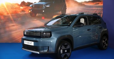 A fully electric Fiat Grande Panda car is seen on display at the Stellantis manufacturing plant in Kragujevac, Serbia, July 22, 2024. (EPA Photo)