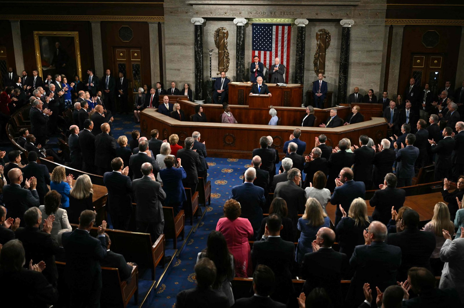 Israeli Prime Minister Benjamin Netanyahu speaks to a joint meeting of Congress at the U.S. Capitol, Washington, U.S., July 24, 2024. (AFP Photo)