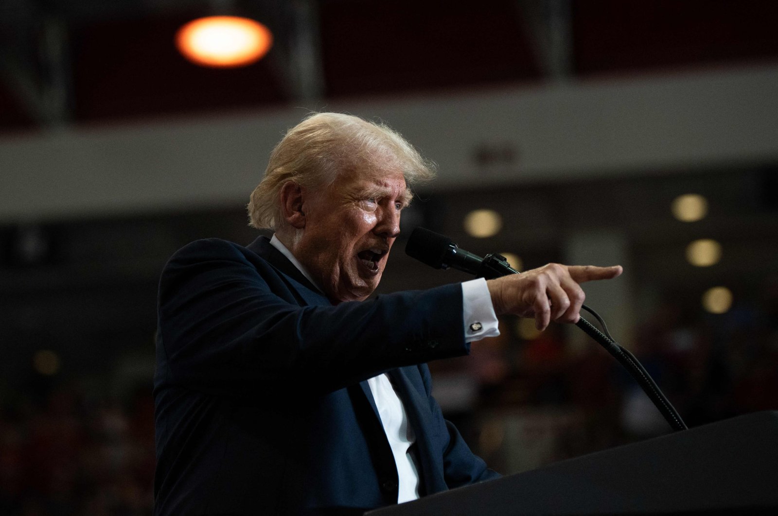 U.S. Republican Presidential nominee former President Donald Trump speaks during a rally at Herb Brooks National Hockey Center in St. Cloud, Minnesota, U.S., July 27, 2024. (AFP Photo)