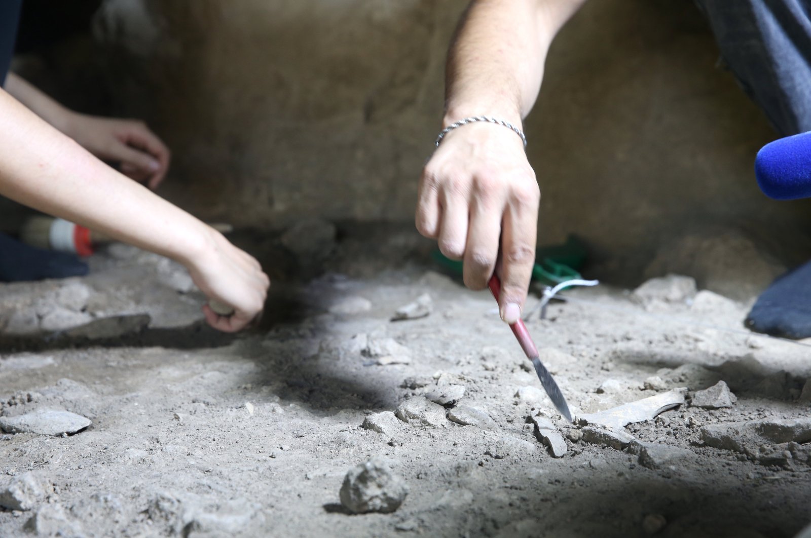 Archaeologists work in the excavations in Direkli Cave, Kahramanmaraş, Türkiye, July 22, 2024. (AA Photo)