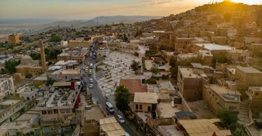 This aerial general view shows the old Midyat town in Mardin province, southeastern Türkiye, July 1, 2024. (AFP Photo)