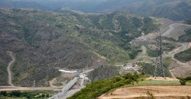 A view shows an Azerbaijani checkpoint at the entry of the Lachin corridor, Karabakh, Azerbaijan, July 30, 2023. (AFP Photo)